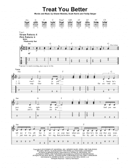 page one of Treat You Better (Easy Guitar Tab)