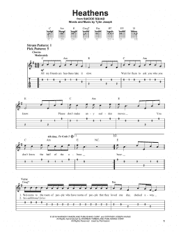 page one of Heathens (Easy Guitar Tab)