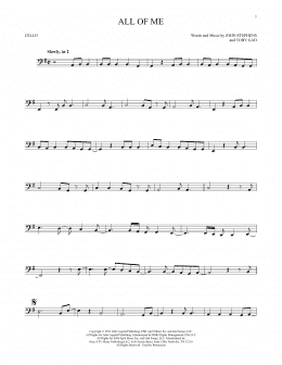 page one of All Of Me (Cello Solo)