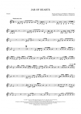 page one of Jar Of Hearts (Violin Solo)