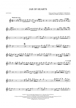 page one of Jar Of Hearts (Alto Sax Solo)