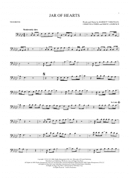 page one of Jar Of Hearts (Trombone Solo)