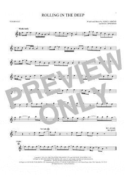 page one of Rolling In The Deep (Tenor Sax Solo)