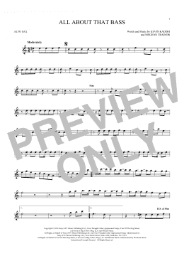 page one of All About That Bass (Alto Sax Solo)