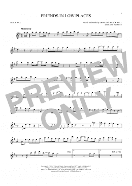 page one of Friends In Low Places (Tenor Sax Solo)