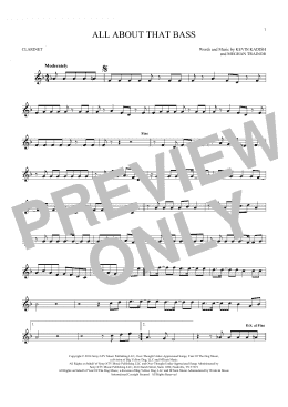 page one of All About That Bass (Clarinet Solo)