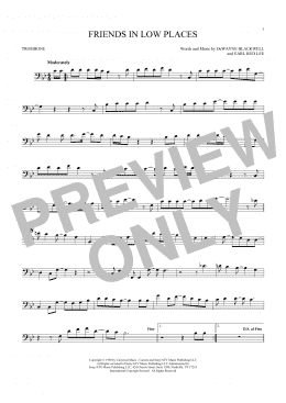 page one of Friends In Low Places (Trombone Solo)