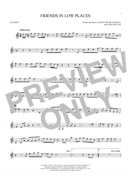 page one of Friends In Low Places (Trumpet Solo)
