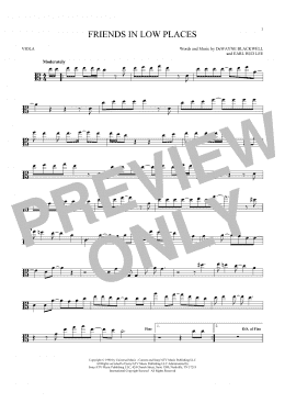 page one of Friends In Low Places (Viola Solo)