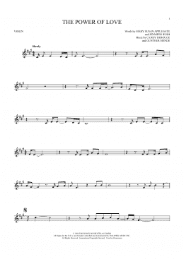 page one of The Power Of Love (Violin Solo)