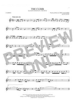 page one of The Climb (from Hannah Montana: The Movie) (Clarinet Solo)