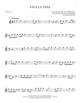 page one of Viva La Vida (Alto Sax Solo)