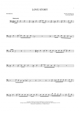page one of Love Story (Trombone Solo)
