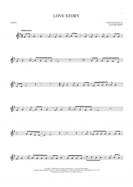 page one of Love Story (Violin Solo)