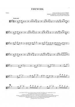 page one of Firework (Viola Solo)