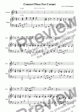 page one of Concert Piece For Cornet