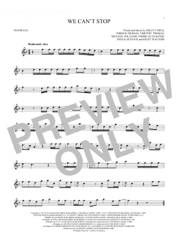 page one of We Can't Stop (Tenor Sax Solo)