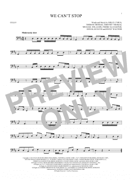 page one of We Can't Stop (Cello Solo)