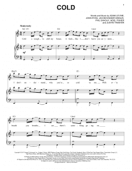 page one of Cold (Piano, Vocal & Guitar Chords (Right-Hand Melody))