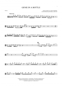 page one of Genie In A Bottle (Viola Solo)