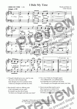 page one of I Bide My Time (Hymn for congregation, Choir or Solo)
