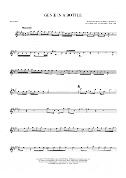 page one of Genie In A Bottle (Alto Sax Solo)