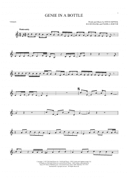 page one of Genie In A Bottle (Violin Solo)