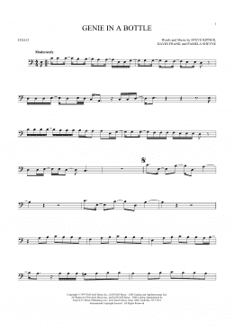 page one of Genie In A Bottle (Cello Solo)