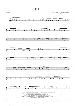 Adele - Hello violin sheet music  Violin sheet music, Free violin sheet  music, Violin music