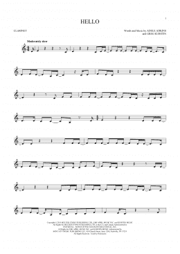 page one of Hello (Clarinet Solo)