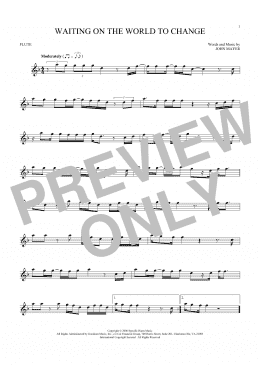 page one of Waiting On The World To Change (Flute Solo)