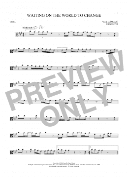 page one of Waiting On The World To Change (Viola Solo)