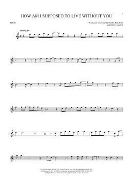 page one of How Am I Supposed To Live Without You (Flute Solo)
