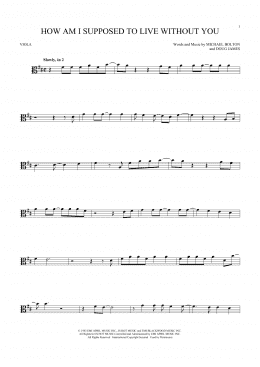 page one of How Am I Supposed To Live Without You (Viola Solo)