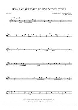 page one of How Am I Supposed To Live Without You (Alto Sax Solo)