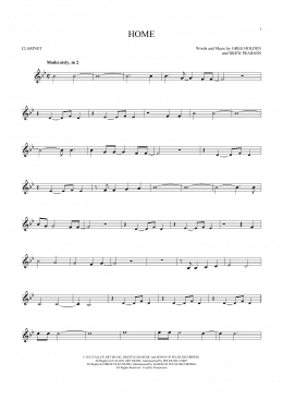 page one of Home (Clarinet Solo)