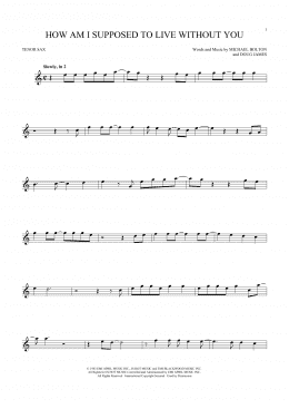 page one of How Am I Supposed To Live Without You (Tenor Sax Solo)