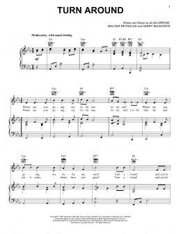 page one of Turn Around (Piano, Vocal & Guitar Chords (Right-Hand Melody))