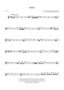 page one of Hero (Flute Solo)