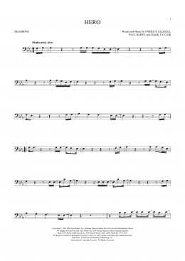 page one of Hero (Trombone Solo)