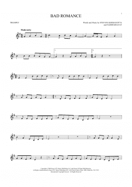 page one of Bad Romance (Trumpet Solo)