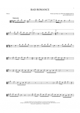 page one of Bad Romance (Viola Solo)