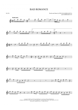 page one of Bad Romance (Flute Solo)