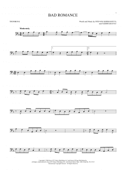 page one of Bad Romance (Trombone Solo)