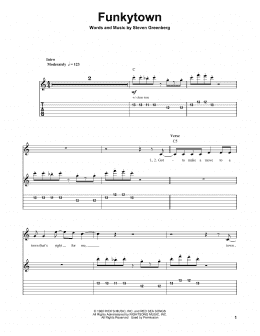 page one of Funkytown (Guitar Tab (Single Guitar))