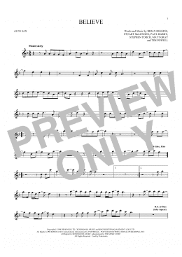 page one of Believe (Alto Sax Solo)