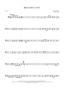 page one of Beautiful Day (Cello Solo)