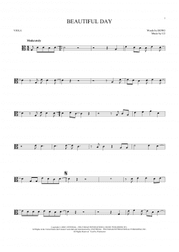 page one of Beautiful Day (Viola Solo)