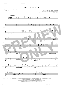 page one of Need You Now (Alto Sax Solo)