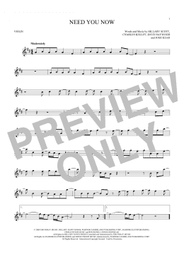 page one of Need You Now (Violin Solo)